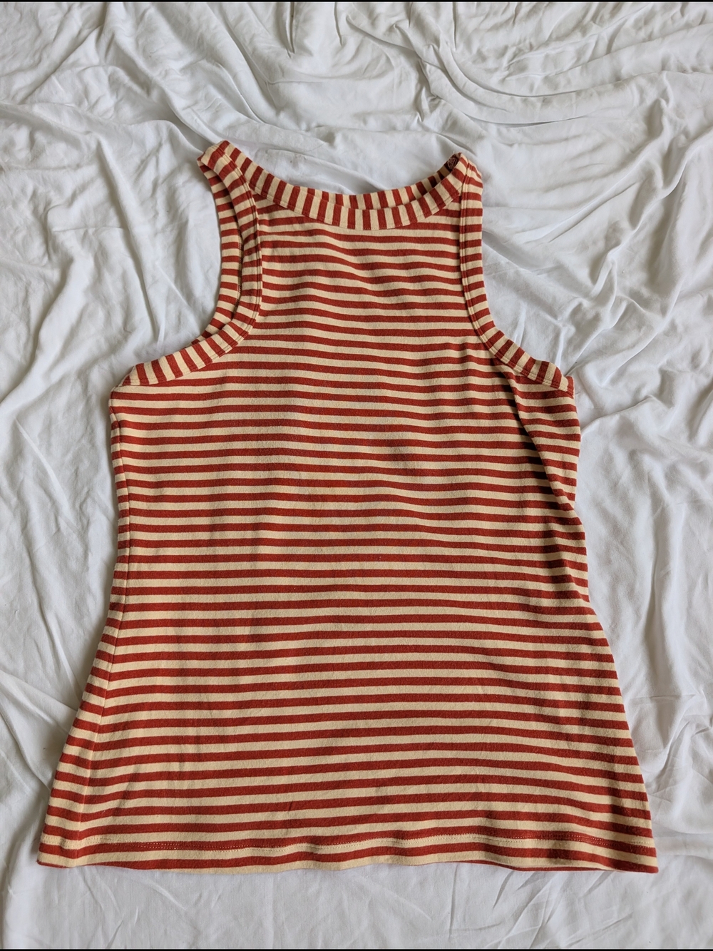 Maeve Striped Rust and Cream Ribbed Tank